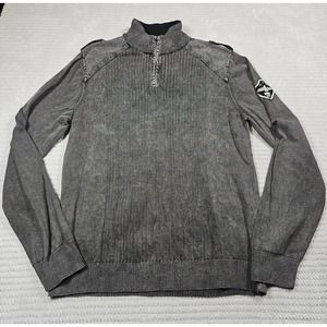 Black Sweater Mens 2x Quarter Zip Acid Washed